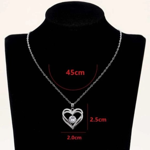 Cubic Zirconia Heart Pendant Necklace for Women Wedding Party - Picture 6 of 6
